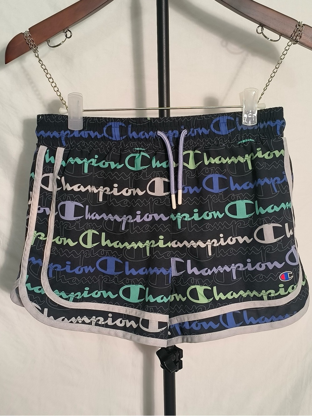 Champion Multicolor Logo Print Athletic Running Shorts